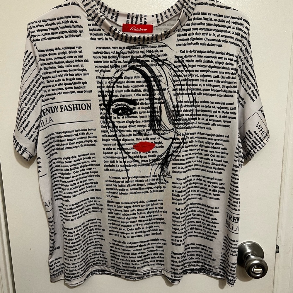 Balmain Graphic Newspaper Print Tee - Black and White